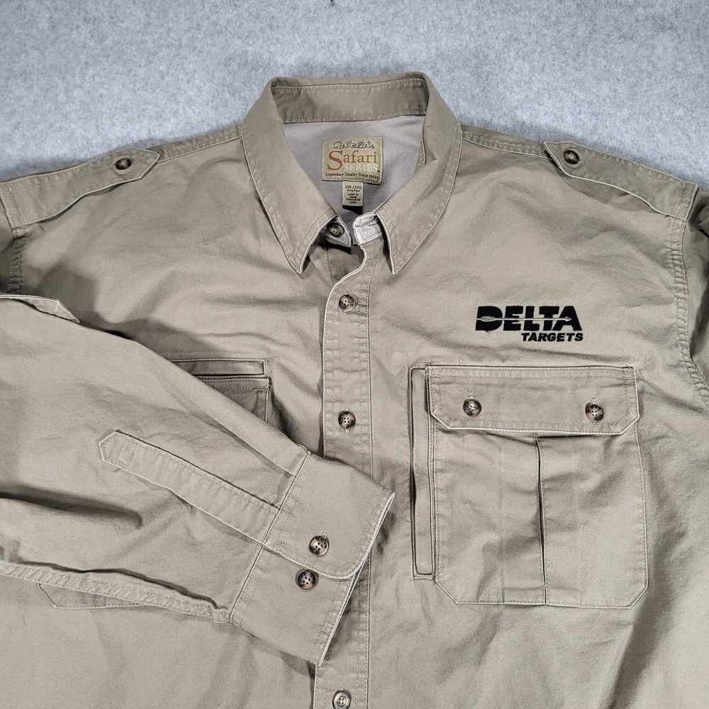 Cabela's Safari Series Long Sleeve Button Up Shirt Mens 2XL Tan Delta Targets